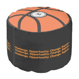 Modern Black Monogram Motivation Challenge Ball Pouf