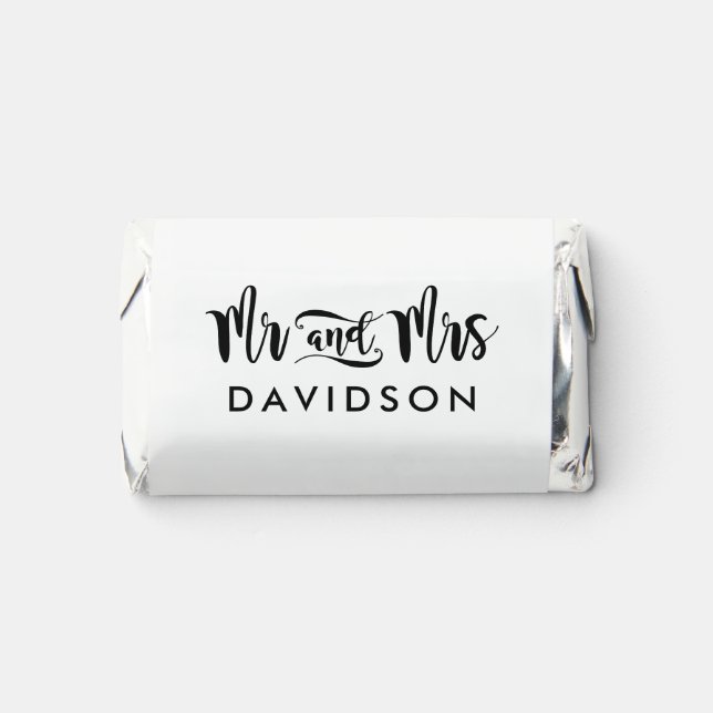 Modern Black Monogram Mr and Mrs Wedding Hershey's Miniatures (Front)