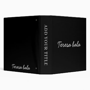 Modern Black Monogram Name Design 3 Ring Binder