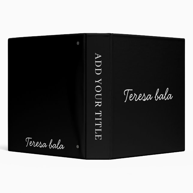 Modern Black Monogram Name Design 3 Ring Binder (Background)