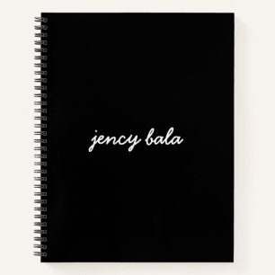 Modern Black Monogram Name Design Notebook