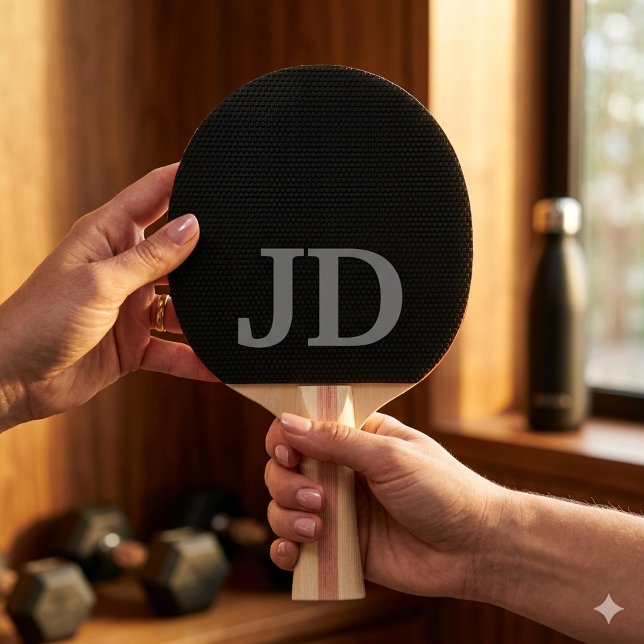 Modern Black Monogram  Ping Pong Paddle (Creator Uploaded)