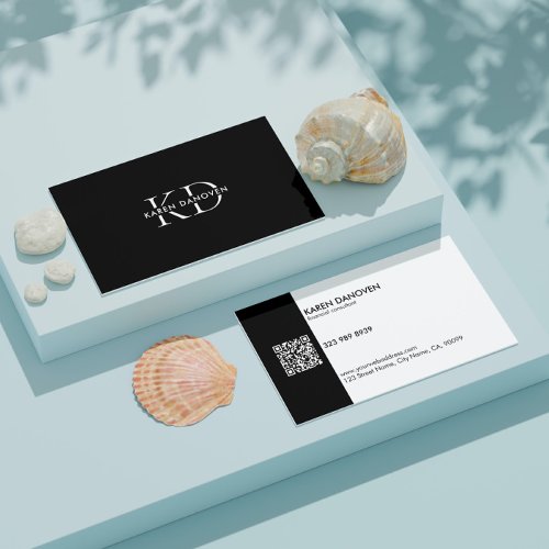 Modern Black Monogram Professional  Business Card