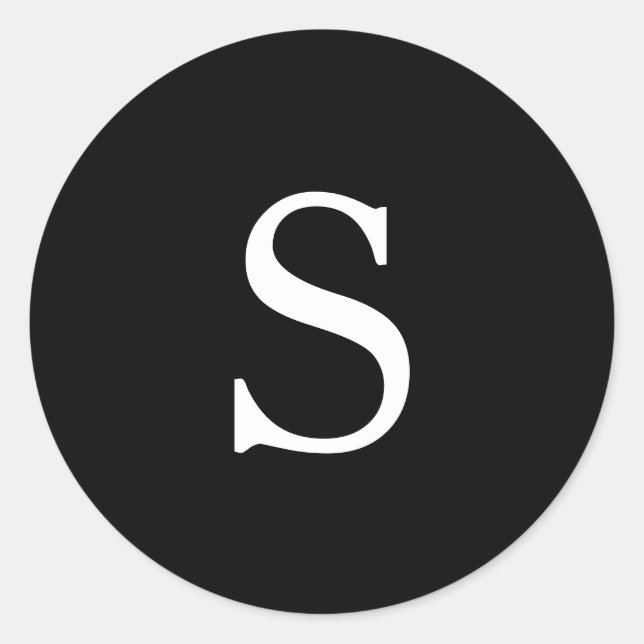 Modern Black Monogram Wedding Classic Round Sticker (Front)