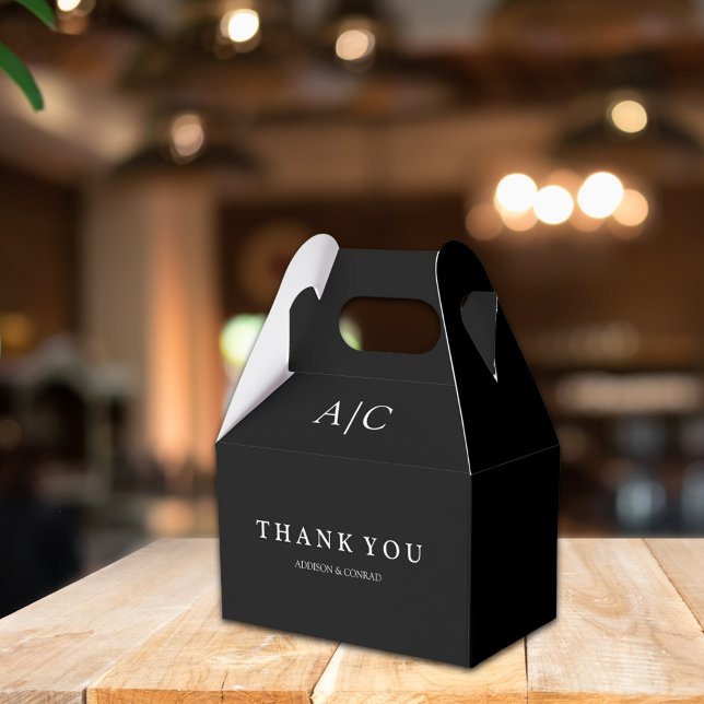 Modern Black Monogram Wedding Favor Boxes (Creator Uploaded)