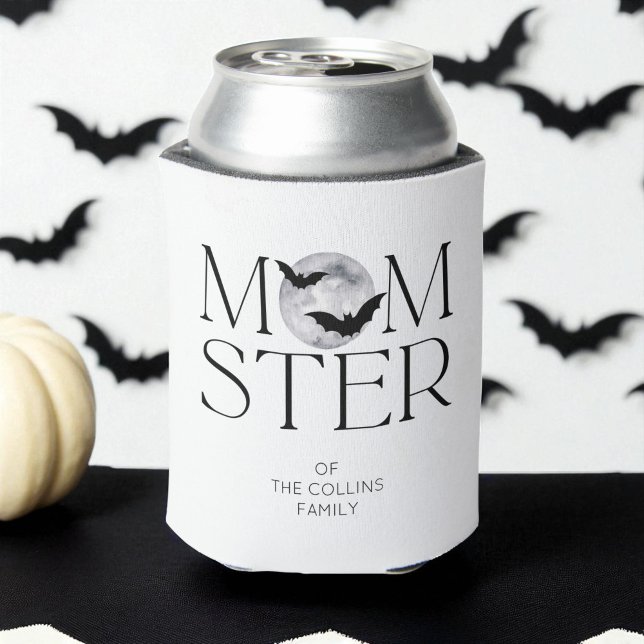 Modern Black Moon Bats Halloween Momster Mom Can Cooler (Modern Black Moon Bats Halloween Momster Mom Can Cooler)