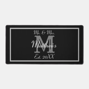 Modern Black Mr and Mrs Name Wedding Desk Mat