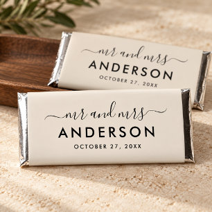 Modern Black Mr and Mrs Wedding Hershey Bar Favors