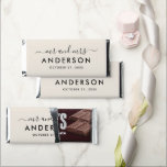 Modern Black Mr and Mrs Wedding Hershey Bar Favors<br><div class="desc">A bold and striking wedding favor wrapper featuring "Mr and Mrs" in flowing calligraphy script with the couple's surname displayed as a dramatic monogram centerpiece. Crisp black text on a soft white background delivers a timeless, high-contrast design that complements any wedding palette. Personalize with your names and wedding date for...</div>