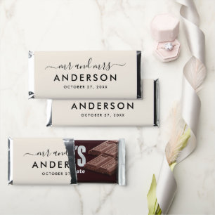 Modern Black Mr and Mrs Wedding Hershey Bar Favors