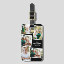 Modern black multi photo family elegant gift luggage tag