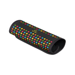 Modern Black Multicolor Polka Dot Monogram Luggage Handle Wrap