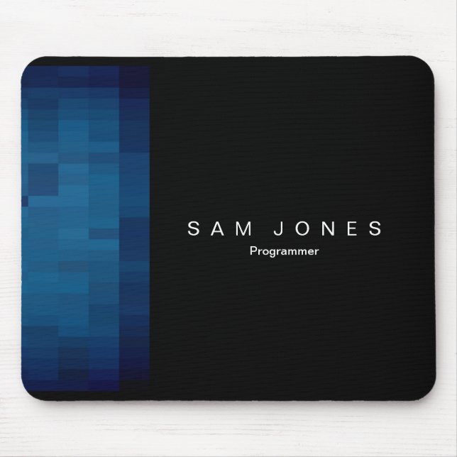 Modern Black N Blue Pixel Mouse Pad (Front)