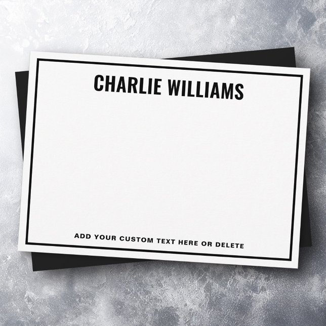 Modern black name border blank note card (Modern black name border blank note card)