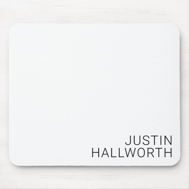 Modern Black Name on White Mouse Pad (Front)