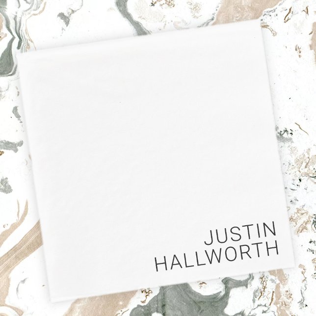 Modern Black Name on White Napkins (Creator Uploaded)