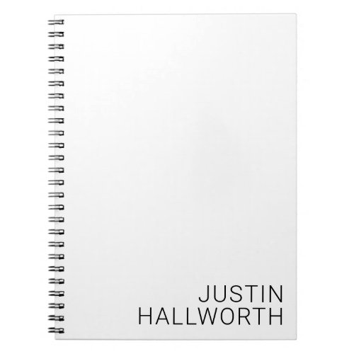 Modern Black Name on White Notebook