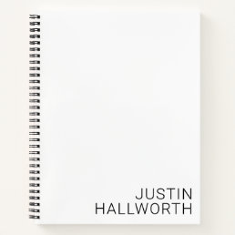 Modern Black Name on White Notebook