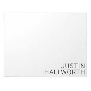 Modern Black Name on White Notepad