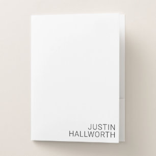 Modern Black Name on White Notepad Pocket Folder