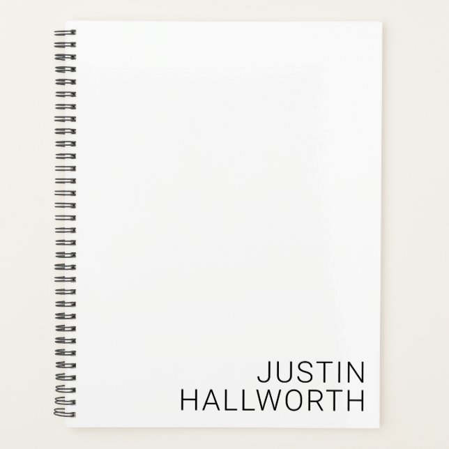 Modern Black Name on White Planner (Front)