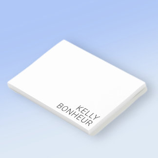 Modern Black Name on White Post-it Notes