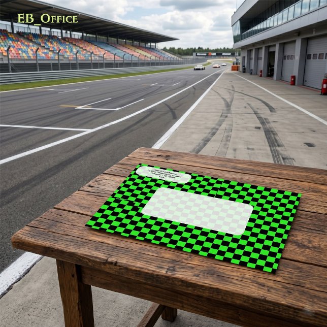 Modern Black Neon Green Checkered  Return Address Envelope (Love the envelope, but looking for a different hue? Visit EB_Office to explore our full collection.)