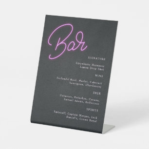 Modern Black Neon Signature Drink Wedding Bar Sign