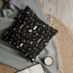 Modern Black Neutral Botanical Christmas Pattern Throw Pillow<br><div class="desc">This modern black neutral botanical Christmas pattern throw pillow is perfect for getting the house ready for the holiday season! With its festive design, this absolutely stunning pillow features a unique and detailed pattern of traditional watercolor elements such as red and white berries, holly, pine sprigs and pine cones set...</div>