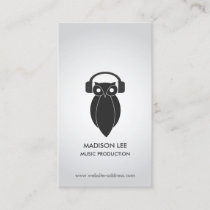 Modern Black Night Owl Logo DJ, Band, Musician Business Card