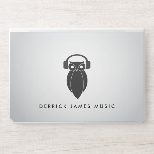 Modern Black Night Owl Logo DJs Band Musician HP Laptop Skin