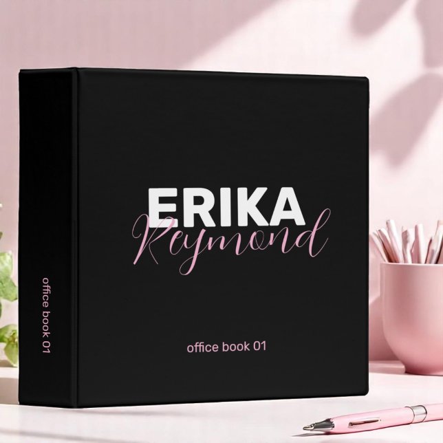 Modern BLACK Office Book for a girl 3 Ring Binder (Creator Uploaded)