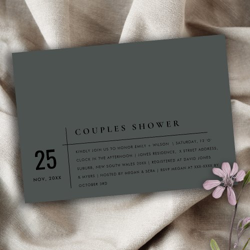 Modern Black on Black Typography Couples Shower Invitation