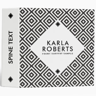 Modern Black On White Geometric Pattern Binder