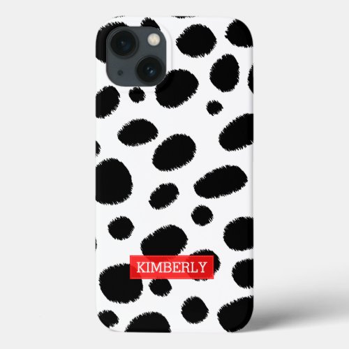 Modern Black On White Leopard Spots Pattern iPhone 13 Case