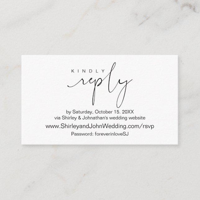 Modern Black, Online RSVP via Wedding website Enclosure Card (Front)