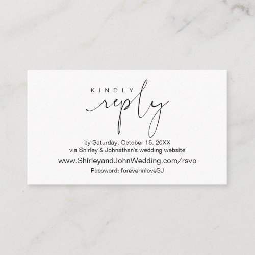 Modern Black Online RSVP via Wedding website Enclosure Card