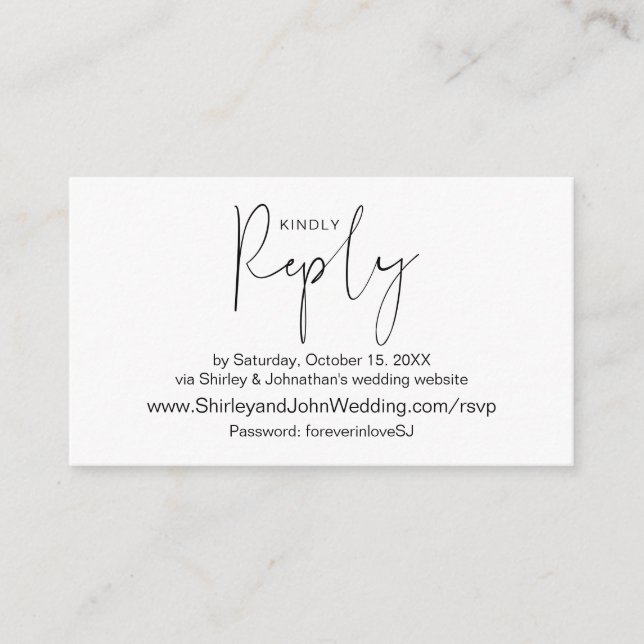 Modern Black, Online RSVP via Wedding website Enclosure Card (Front)