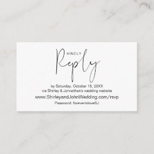 Modern Black, Online RSVP via Wedding website Enclosure Card