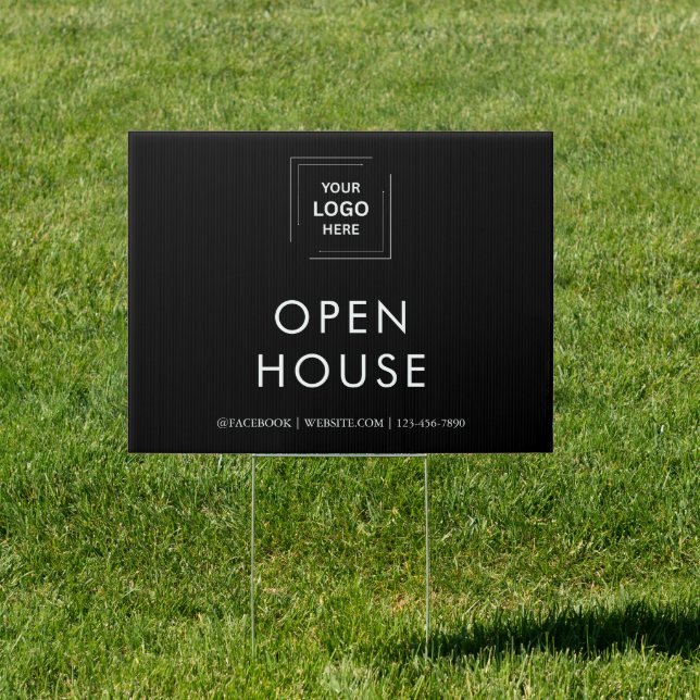 Modern Black Open House Real Estate Agency Display Sign (Insitu)