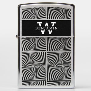 Modern Black Optical Illusion Monogram  Zippo Lighter