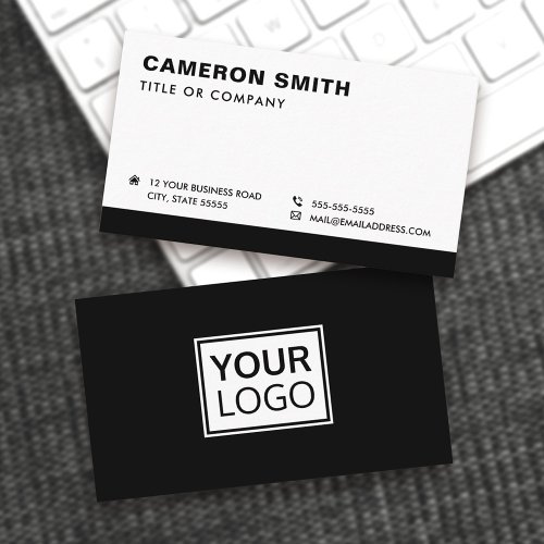 Modern black or any color border logo social media business card