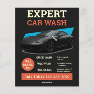 Modern Black Orange Auto Detailing Service Flyer
