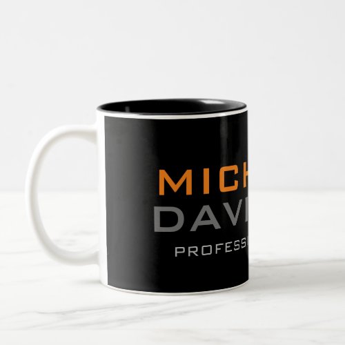 Modern Black Orange Bold Text Minimalist Elegant Two_Tone Coffee Mug