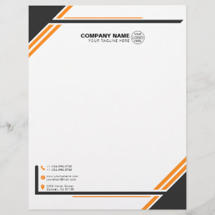 Modern Black & Orange Geometric Letterhead