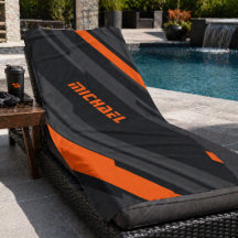 Modern Black Orange Geometric Name Sports