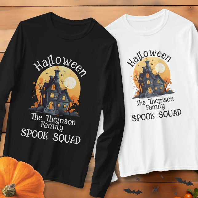 Modern Black Orange Haunted House Family  T-Shirt (Creator Uploaded)