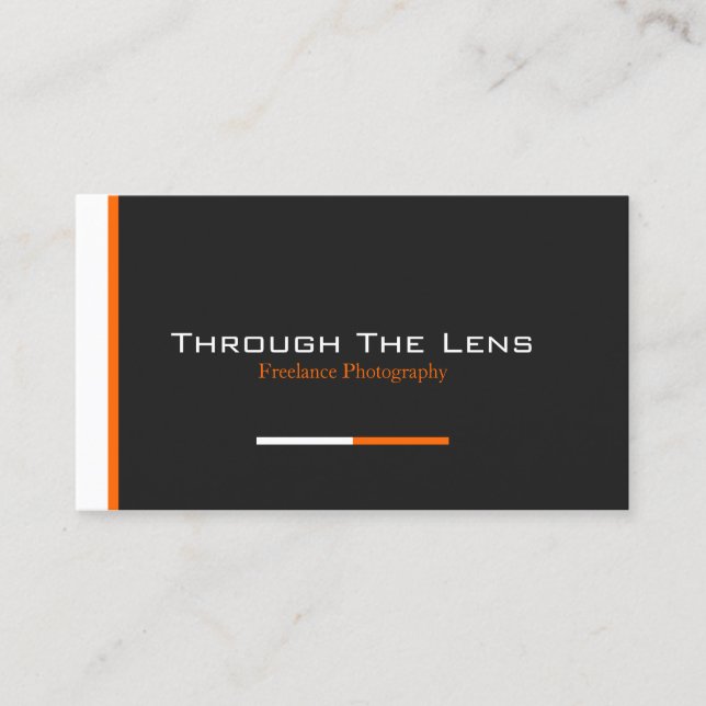 Modern Black, Orange, White Stripe - business Card (Front)