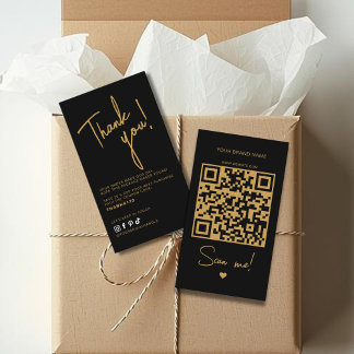 Modern black order thank you QR code Business Card