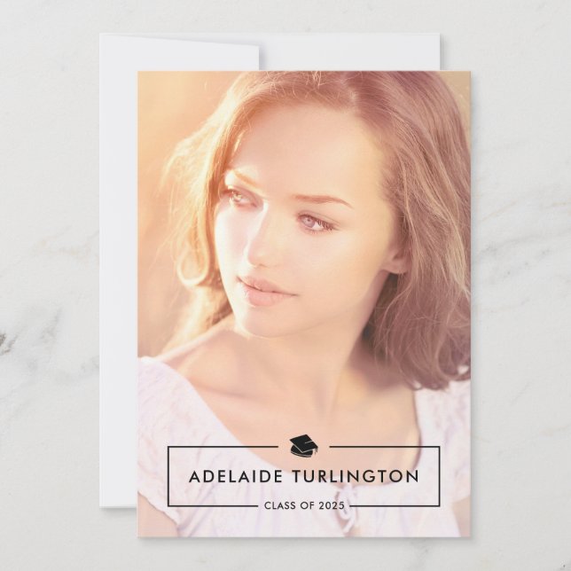 Modern Black Overlay Full Photo Graduation Invitation (Front)